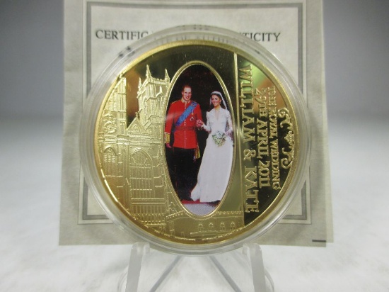 t-49 2011 Royal Wedding. William and Kate 1oz Gold Plate Comm. Coin