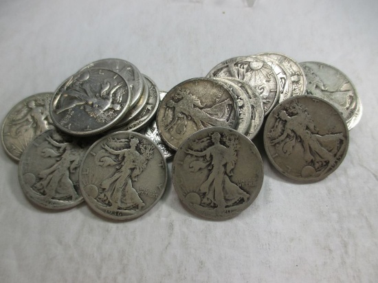 g-51 Full roll of Early Date Walking Liberty Silver Half Dollars