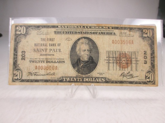 t-9 1929 Minneapolis $20 Brown Seal Note