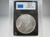 t-158 GEM BU 1891-S Morgan Silver Dollar