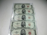 t-92 5 Crisp UNC Consecutive Serial Numbered 1953 $5 Red Seal Notes. Research shows these runs selli