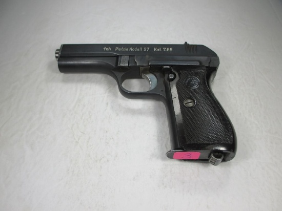 d-3 WW11 CZ Model 27 7.65 "32 ACP" Semi Auto Pistol with NAZI Proof mark. Excellent condition.