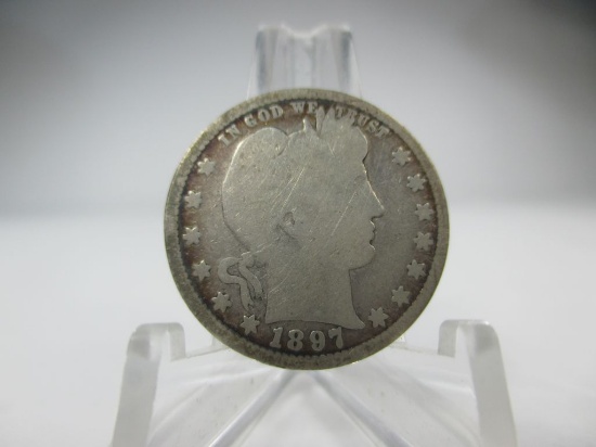 k-14 1897 Barber Silver Quarter