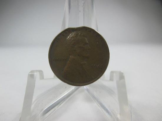 k-20 1945 Lincoln Wheat Cent Clipped ERROR Coin.