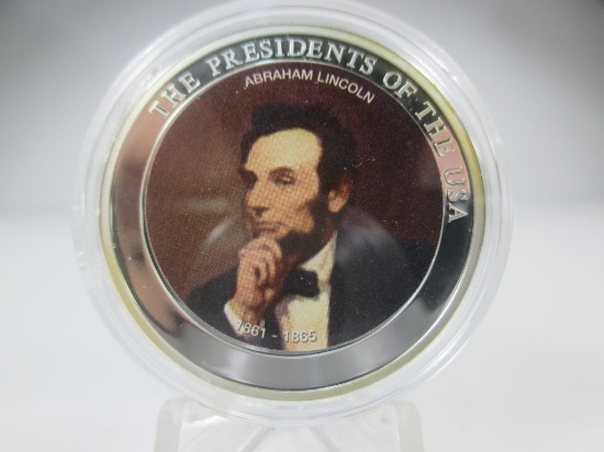 t-7 American Mint Silver and Colorized Abraham Lincoln Medal