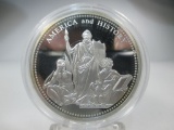 t-136 America and History 1oz Silver Plate Medal with COA