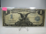 t-130 Low Grade 1899 $1 Black Eagle Silver Certificate. Edge nicks, paper splits Corners folded over