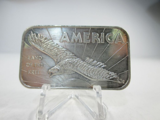 t-12 RARE 1970's 1oz .999 Silver America Land of the Free Bar