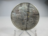 t-70 AU 1900-P Morgan Silver Dollar. Toned lines on obverse