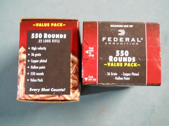 s-34 1,100 Rounds Federal Copper Plated 22LR High Velocity 36gr HP