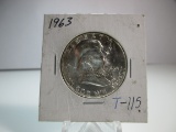 t-115 Gem BU 1963 Franklin Silver Half Dollar