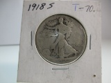 t-70 1918 S Walking Liberty Silver Half Dollar