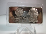 t-77 Vintage Greatest Americans Alexander Hamilton 1 Ounce Silver Bar