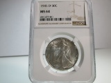 t-90 NGC Graded MS64 1945-D Walking Liberty Silver Half Dollar