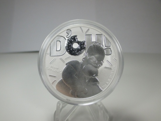 t-36 Homer Simpson Tuvalu 1 Ounce .999 Silver Round