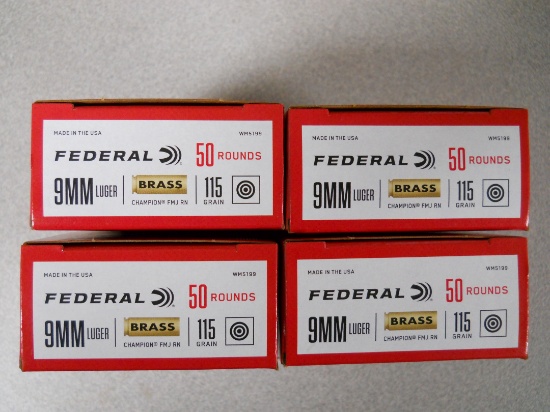 s-5 200 Rounds Federal 9mm 115gr. FMJ