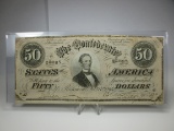 t-134 1864 Confederate 50 Dollar Note