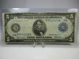t-145 1914 Blue Seal 5 Dollar Bill