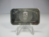 t-179 John F. Kennedy Day of Remembrance 1 Ounce .999 Silver Bar