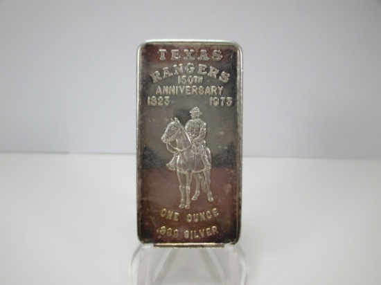 m-2 Vintage Texas Ranger 150th Anniversary 1 Ounce .999 Silver Bar