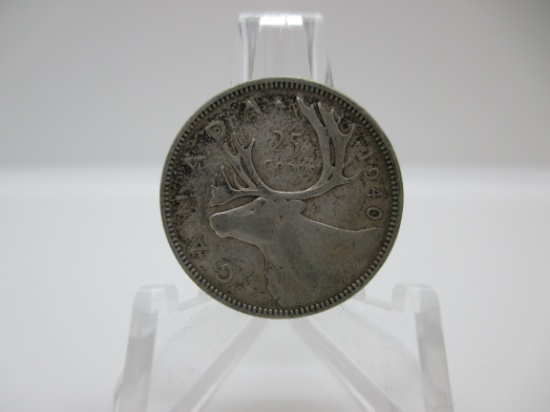 t-3 1940 Canadian Silver Quarter