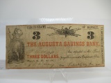 t-32 1861 Civil War Augusta, GA $3 Bill