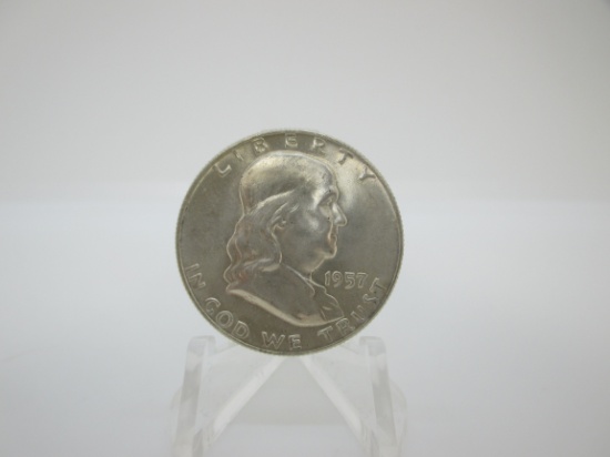 t-10 1957-D Franklin Silver Half Dollar