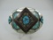 t-155 Turquoise Belt Buckle Marked .925 Sterling Silver