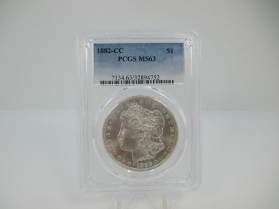 t-1 PCGS Graded MS63 1882 Carson City Morgan Silver Dollar