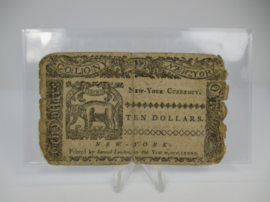 t-10 1776 $10 New York Colonial Note