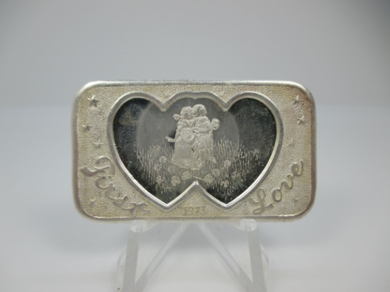 t-28 Vintage 1973 First Love Motherlode Mint 1 Ounce .999 Silver Art Bar