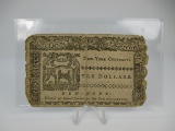 t-10 1776 $10 New York Colonial Note