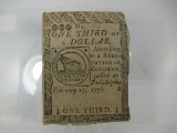 t-164 1776 Philadelphia Colonial Currency $1/3 Note