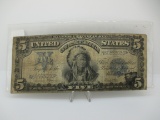 t-62 1899 Indian Chief Large Size $5 Silver Certificate Note