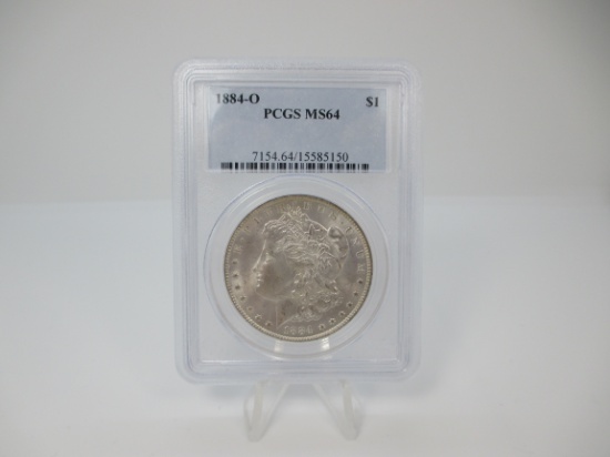 t-1 PCGS Graded MS64 1884-O Morgan Silver Dollar