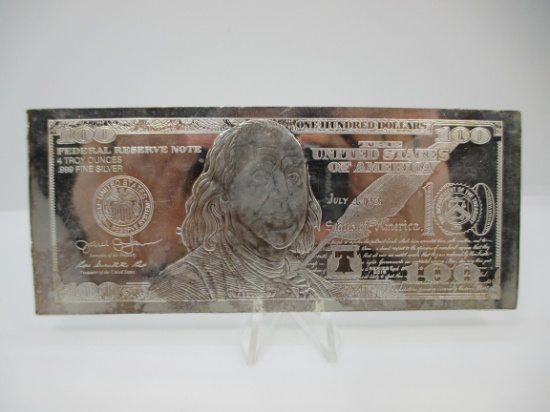 t-3 4 Ounce .999 Silver $100 Silver Note Bar