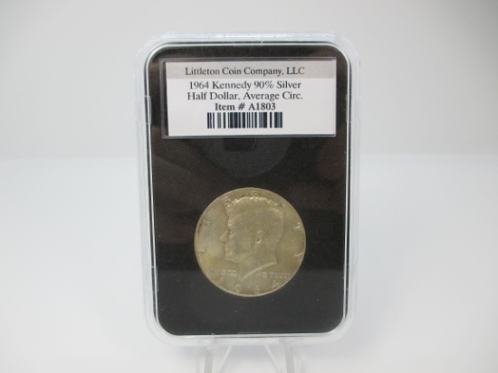 t-9 1964 Kennedy Silver Half Dollar in Littleton Coin Company Holder