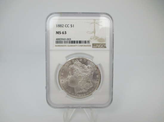 t-1 NGC Graded MS63 1882 Carson City Morgan Silver Dollar