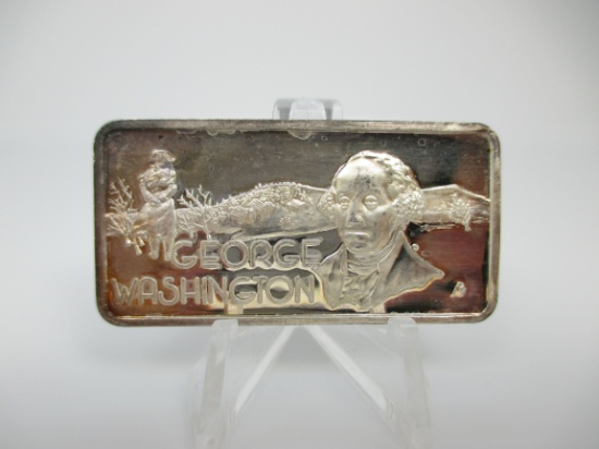 t-7 Vintage Hamilton Mint George Washington 1 Ounce .999 Silver Art Bar