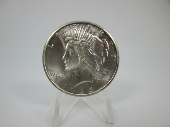 Gem BU 1925-P Peace Silver Dollar.