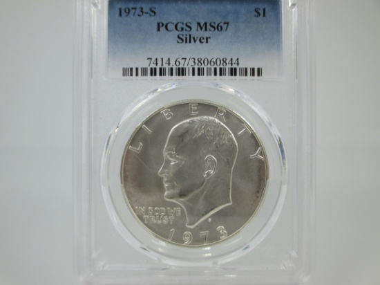 PCGS Graded MS-67 Silver Ike Dollar.