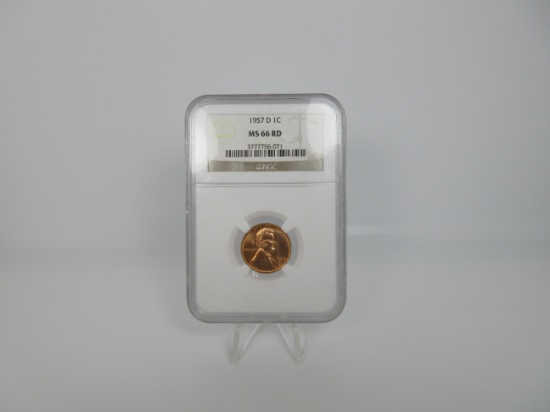 t-23 NGC Graded MS66 RD 1957-D Wheat Penny