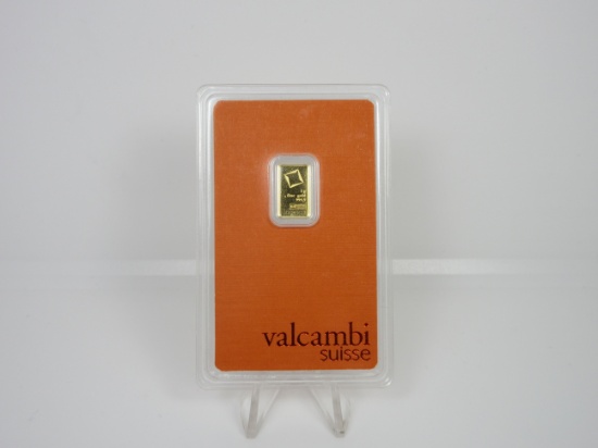 t-18 Valcambi 1 gram gold bar in assay