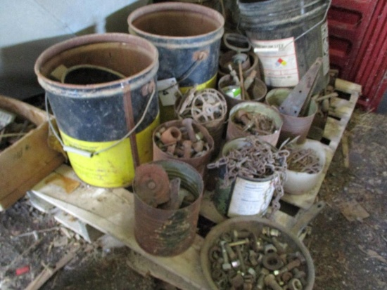 Assortment of Metal Cans and Hardware Contents