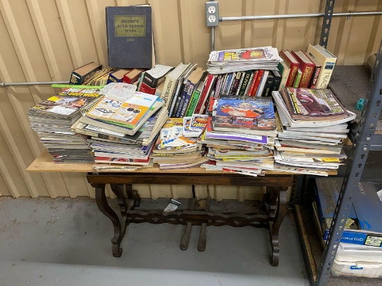 Table and Large Quantity of Various Magazines