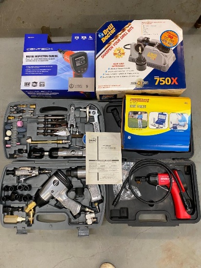 63 Piece Air Tool Kit, Digital Inspection Camera, Drill Bit Sharpener & More