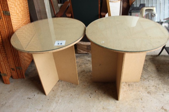 (2) Glass Top Particle Board End Tables