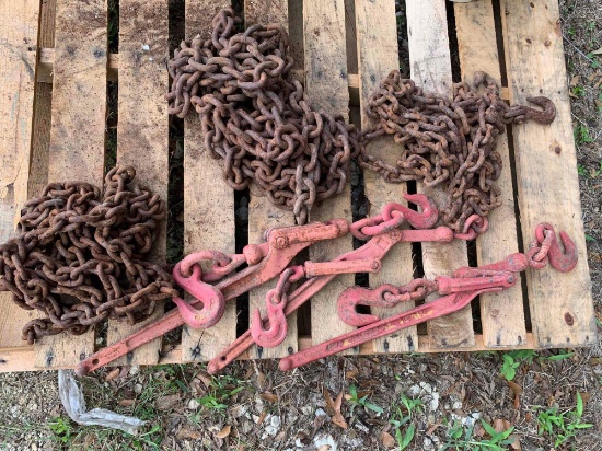(3) Assorted Chains w/ Hooks & Boomers