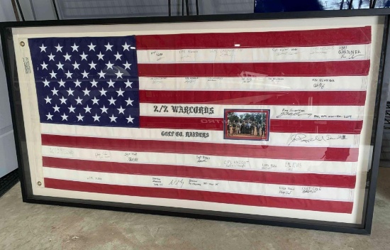 Signed American Flag w/ Military Tactical Gear