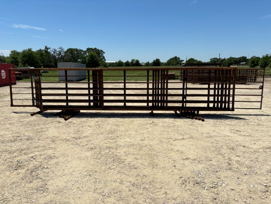 8- 2 7/8" Pipe Panels w/ 10' Gate Attached to end of one Panel